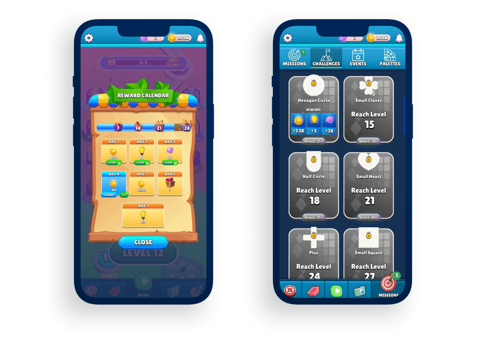 Color Merge Puzzle reward calendar